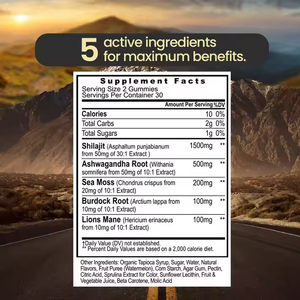 1400 MG su misura Shilajit Gummies bio Himalayan Shilajit Ashwagandha radice di Burdock 85 + tracce di minerali dosaggio di caramelle gommose - Product Image 2