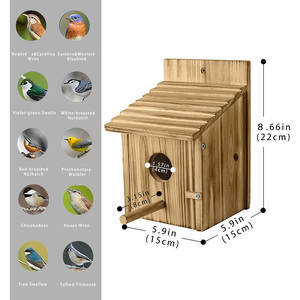 Bahçe asılı için katı ahşap Modern <span class=keywords><strong>Birdhouse</strong></span> açık evcil hayvan kafesi düğme kapatma hayvan desen birdbirds kuşlar satış - Product Image 2