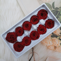 Fleurs naturelles préservées, têtes de roses faites à la main, 4-5 cm, fleurs éternelles élégantes, cadeau pour la Saint-Valentin, la fête des mères, Thanksgiving