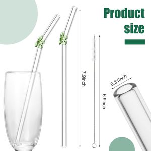 Pailles à boire réutilisables en verre borosilicate, forme papillon, résistantes aux hautes températures, transparentes et colorées, accessoires de bar courbés - Product Image 3
