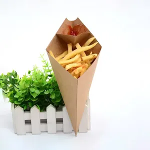 Bao bì giấy cho carton tùy chỉnh tùy chỉnh Cone dùng một lần Takeaway với một thức ăn nhanh chip peckaging hộp khoai tây chiên hộp