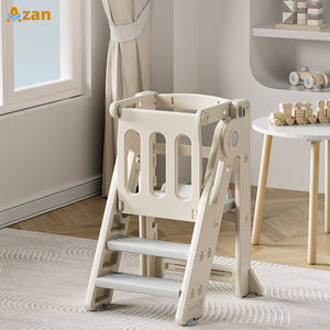 Tour d'apprentissage pliable pour tout-petits, marchepied réglable en hauteur avec barrière de sécurité, échelle pour enfants pour <span class=keywords><strong>cuisine</strong></span> et salle de bain - Product Image 1