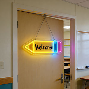 Règle lumineuse LED néon pour enfants, papeterie d'anniversaire, décoration murale pour salle de classe et dortoir, enseigne lumineuse néon en forme de crayon - Product Image 1