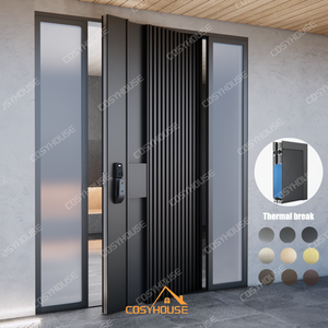 Porte pivotante en aluminium moulé à grain de bois American Standard avec grille décorative - Product Image 5