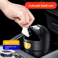Poubelle de voiture portable en ABS, design mignon de dessin animé, avec couvercle rabattable, anti-odeur, anti-fuite, capacité de 1 à 3 L, forme ronde, design pliable