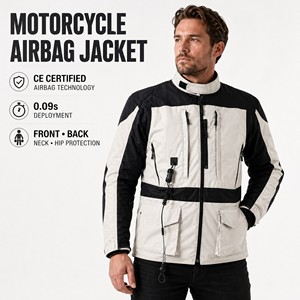 Blouson Moto Airbag Unisexe Grande Taille Imperméable Coupe-Vent Respirant en Oxford 600D à Séchage Rapide avec Système de Protection Intégré - Product Image 2