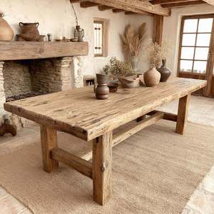 Table de salle à manger en bois massif moderne faite à la main Mobilier d'appartement écologique Conception de maison de ferme - Product Image 1