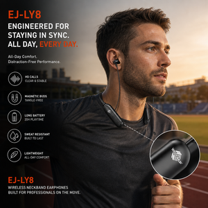 سماعات أذن لاسلكية رياضية بتقنية ENC للصوت العميق، بلوتوث 5.3، مغناطيسية، HIFI، مقاومة للماء IPX5، وقت تشغيل 20 ساعة، سماعات رقبة - Product Image 1