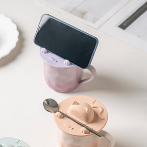 Couvre-tasse en silicone en forme de chat mignon, de qualité alimentaire, universel, anti-poussière, réutilisable, de forme ronde - Product Image 2