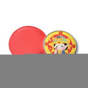 Sublimation <b>Small</b> Metal CMYK Epoxy Logo Gold Compact Circle <b>Mirror</b> with PU Leather Bag - Product Image 5