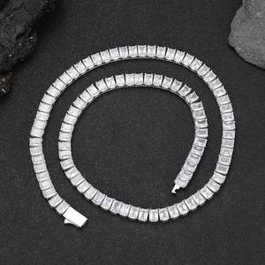 Chaîne tennis en moissanite rectangulaire en argent 925 de 6 mm, style hip-hop européen et américain, bijoux pour femmes, personnalisation possible. - Product Image 4