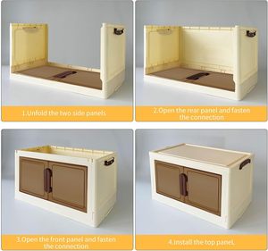 Armario de Almacenamiento Apilable y Plegable Rectangular con 2 Puertas Abatibles, Ruedas, Plástico PP, Multifuncional, Multicapa, 50-500L - Product Image 3