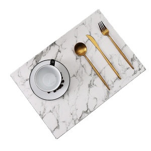 Modern Faux Leather Dining Table Mat Rectangular <strong>Marble</strong> Printed Restaurant <strong>Placemat</strong> Wholesale - Product Image 1
