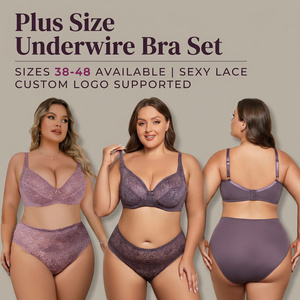 Ensemble <span class=keywords><strong>soutien</strong></span>-<span class=keywords><strong>gorge</strong></span> push-up respirant à armatures et culotte grande taille 38-48 CDE, sans rembourrage, en dentelle sexy, vente en gros pour femmes - Product Image 1