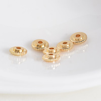 Bracelet de bricolage à petits trous, perles en or véritable 18K, Roulette en forme d'ovni, entretoise lisse, motif de dent géante, perles d'espacement, vente en gros