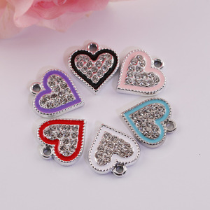 Heart Shape Alloy Pendants <b>With</b> Rhinestones For <b>Bracelet</b> Making Multicolor 61169 - Product Image 5