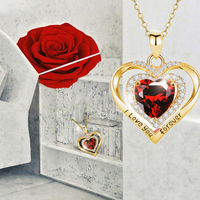 Bijoux Rose Éternelle Rouge, Rose Naturelle Stabilisée, Cadeau Chinois pour Femme, Anniversaire, Saint-Valentin, Noël, Fête des Mères