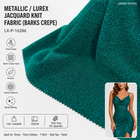 Tissu Tricoté Jacquard Crêpe Lurex Métallisé Extensible Respirant 95% Poly 5% Spandex 160GSM Fluide Chic Scintillant pour Robe de Soirée et T-shirt