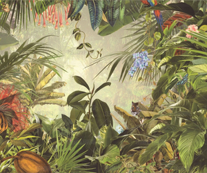 Papiers peints <span class=keywords><strong>de</strong></span> tête <span class=keywords><strong>de</strong></span> <span class=keywords><strong>lit</strong></span> pour rouleaux <span class=keywords><strong>de</strong></span> tissu tropical Papiers peints en soie peints à la main adhésifs personnalisés à peler et à coller - Product Image 3