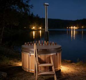 Studio de bien-être et bain à remous détoxifiant avec poêle extérieur à bois, idéal pour la récupération après l'entraînement - Product Image 1