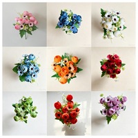 Petit bouquet de roses en tissu de soie, 5 tiges, 8 fleurs, fleurs artificielles pour la décoration de la maison, de l'hôtel, accessoires de photographie