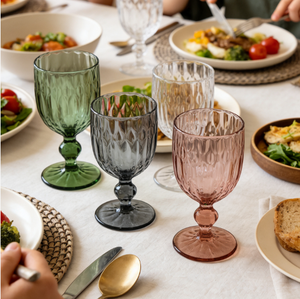 Copa de <span class=keywords><strong>Vino</strong></span> de Cristal Tallado con Diseño de Diamantes Vintage, Multicolor, para Uso Diario, para Bebidas de Color - Product Image 1