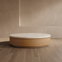 FERLY Leichter Luxus Zeitgenössischer Europäischer Stil Neues Design Hochwertiger Runder Couchtisch aus Massivholz für den Innenbereich