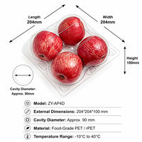 Boîte d'emballage alimentaire transparente en PET à 4 compartiments pour fruits frais (pommes et pêches)