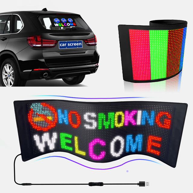 Led Flexible Display Waterproof Car Advertising Screen Remote Control Dynamic Decoration Intelligence Car Sticker Soft Screen
