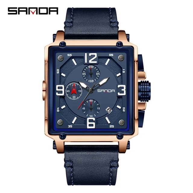 Sanda 5304 Price Factory Wholesale New Model Famous Brand Leather Hand Watch Quartz Movement Sports Men Chronograph Watches
