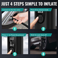 Gonfleur de pneu portable rechargeable WOSEN Pompe à pneu numérique à compresseur 150psi avec batterie externe à lumière de travail à LED