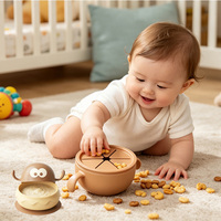 Gobelet à collation pour bébé en silicone détachable 2-en-1 avec couvercle, bol à ventouse pour le sevrage, sans BPA, ensemble de vaisselle pour enfants