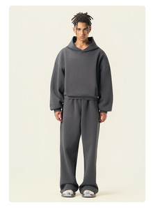 Sweat à capuche épais 100 % coton, broderie personnalisée du logo, 400 g/m², en molleton bouclette vierge, coupe carrée, court et oversize pour homme - Product Image 6