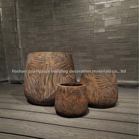 Pot de fleurs rond en ciment de style européen, grande taille, résistant à la corrosion, personnalisé en usine, pour projets hôteliers, utilisation intérieure et extérieure