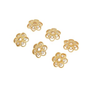 Color-preserving, zircon-inlaid flower holder, flower spacer, <b>copper</b> plated with 18K real gold, DIY beaded <b>bracelet</b>/necklace, - Product Image 5