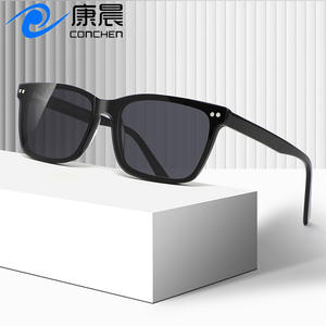 Gafas de Sol Cuadradas Conchen, Montura de Acetato Negra, Lentes Polarizadas TAC con Protección UV400, Unisex, Protección Solar, Moda, Viajes, Conducción - Product Image 1