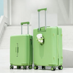 Valise trolley Yongsheng 20 et 28 pouces avec porte-gobelet, roulettes universelles, serrure à combinaison, motif rayé - Product Image 2