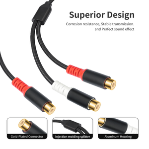 สายสัญญาณเสียงชุบทอง2RCA พร้อม <span class=keywords><strong>RCA</strong></span> ตัวเมียสองหัวไปจนถึงสาย <span class=keywords><strong>RCA</strong></span> ตัวเมีย - Product Image 4