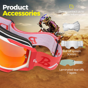<strong>MX</strong> Racing Fashionable <strong>Goggles</strong> UV400 Protection Anti-Fog Lenses Adjustable Strap Tear-Off Posts for Wet Tropical Motorcycle Use - Product Image 3