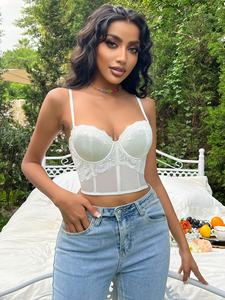 Lencería francesa Ropa interior sexy para mujer <span class=keywords><strong>Sujetador</strong></span> push up <span class=keywords><strong>Sujetador</strong></span> <span class=keywords><strong>transparente</strong></span> de encaje Panty Boda Ropa interior fina <span class=keywords><strong>blanca</strong></span> - Product Image 5