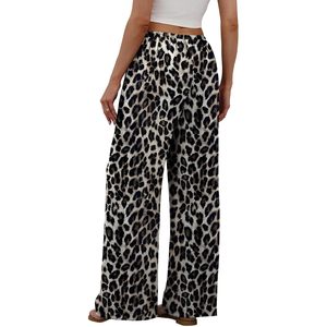 Pantalones anchos para mujer, cintura alta, con cordón, cintura elástica, pantalones Palazzo fluidos con bolsillos, ropa de verano para vacaciones en la playa - Product Image 5