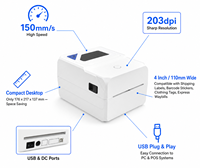 Impresora de Etiquetas para Ropa Jprinter JP-B411, Impresora Térmica de 4 Pulgadas, 110 mm, USB, 203 dpi, 150 mm/s, Impresora de Códigos de Barras para Prendas de Vestir