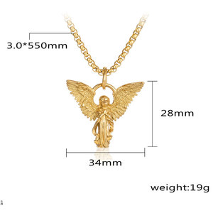 Collier pendentif <span class=keywords><strong>ange</strong></span> personnalisé en acier inoxydable 316L plaqué or 14k 18k pour femmes <span class=keywords><strong>et</strong></span> hommes, vente en gros - Product Image 6