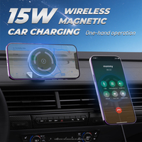 Chargeur de voiture sans fil magnétique puissant à charge rapide 15W, en alliage d'aluminium, type C, pour grille d'aération et tableau de bord, support de téléphone intelligent, logo OEM