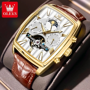 Relojes OLEVS para Hombre, Reloj Mecánico Automático, Tourbillon, Deportivo, Casual, de Negocios, Retro, de Cuero, Relojes Hombre - Product Image 1