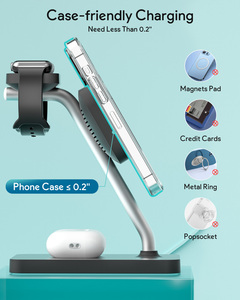 Caricabatterie Wireless magnetico 3 in 1 compatibile per i Phone 14 13 serie 12/A p orologio serie 8/7/Air pods pro - Product Image 5