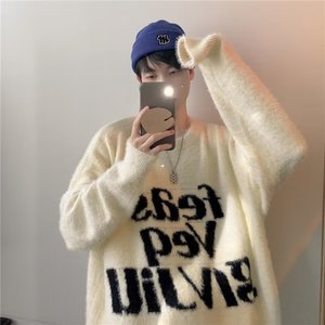 Pull poncho tricoté rétro pour homme, style streetwear américain, respirant, fin, décontracté, ample, tendance, marque - Product Image 4