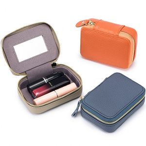 Mini trousse de maquillage portable en cuir de vachette avec miroir, petite boîte à bijoux avec logo - Product Image 2