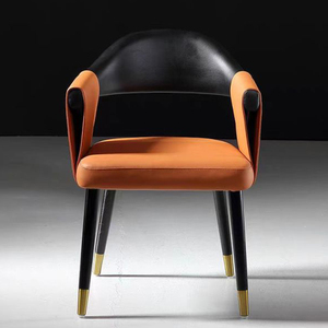 AOMISI <span class=keywords><strong>CASA</strong></span> Mobilier de salle à manger nordique Fauteuil en cuir PU <span class=keywords><strong>Noir</strong></span> Cadre en bois massif <span class=keywords><strong>Chaise</strong></span> de restaurant en cuir - Product Image 1