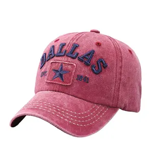 Topi bisbol katun dicuci Vintage kualitas tinggi, topi ayah untuk pria dan wanita bordir Logo huruf 6 Panel